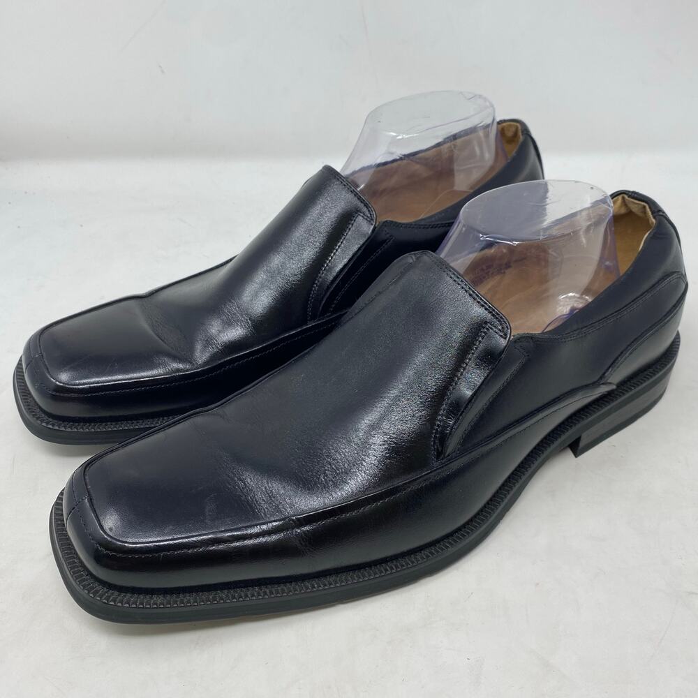 Florsheim Black Leather Moc Toe Slip On Shoes Mens Size 10.5